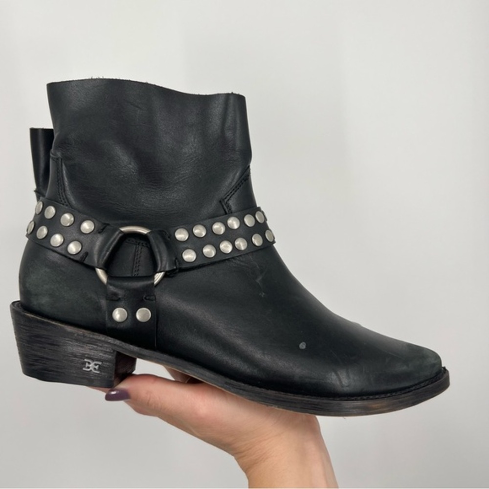 Sam Edelman Black Waldorf Studded Harness Ankle Boots